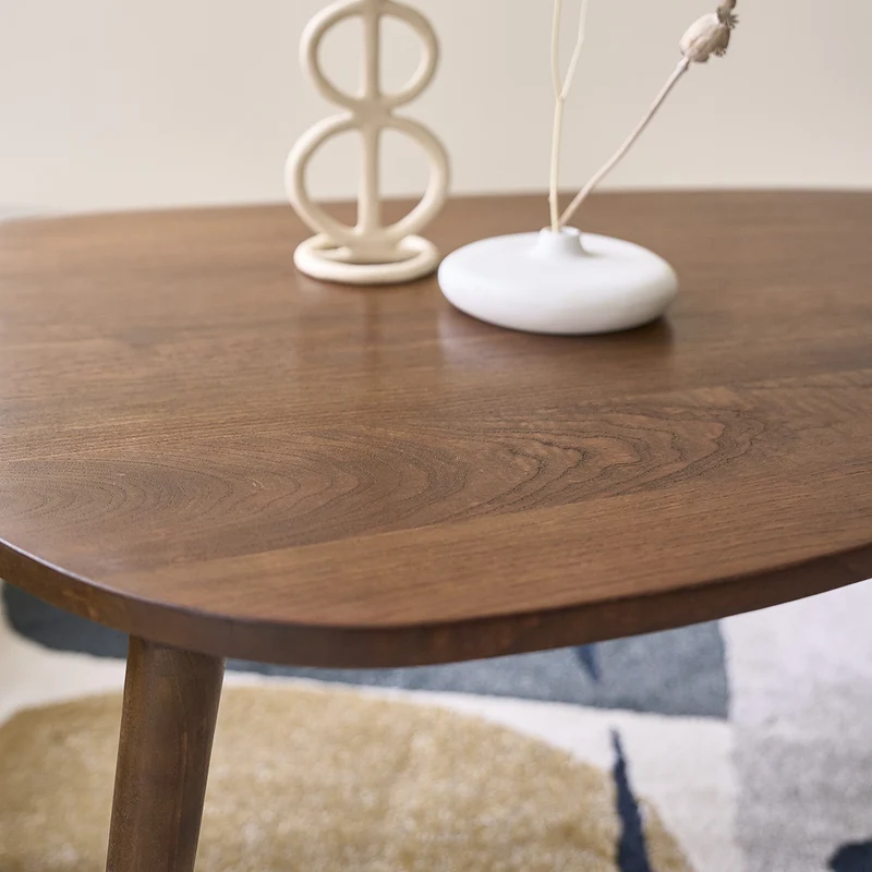 Table basse en mindi massif finition noyer 100 cm