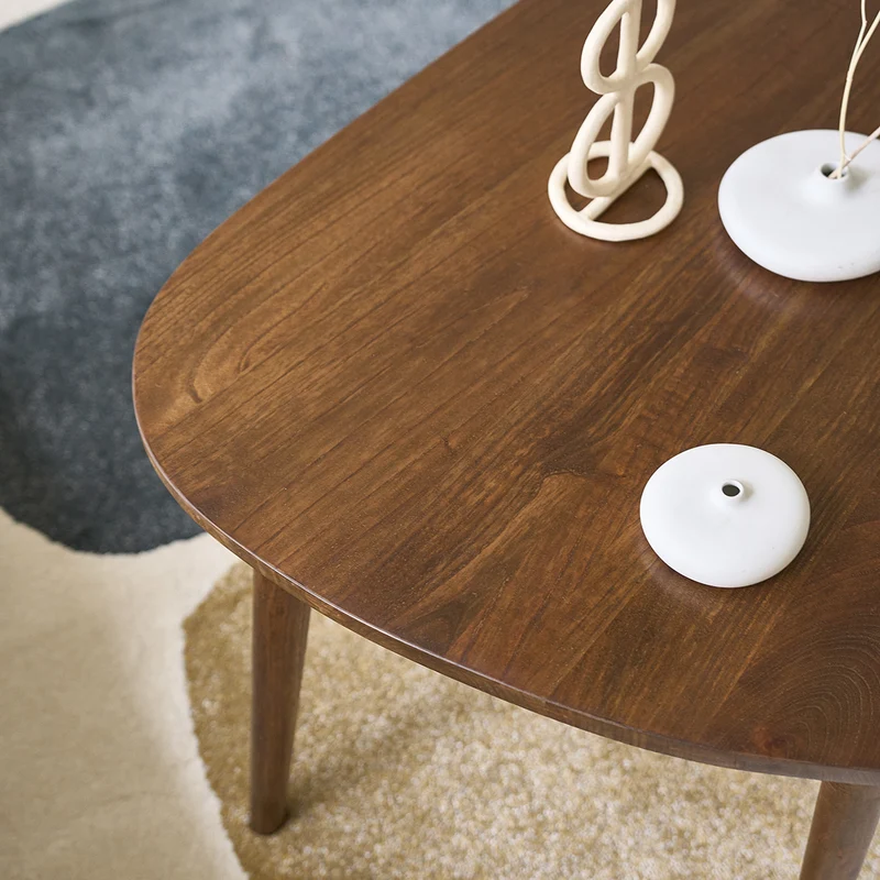 Table basse en mindi massif finition noyer 100 cm
