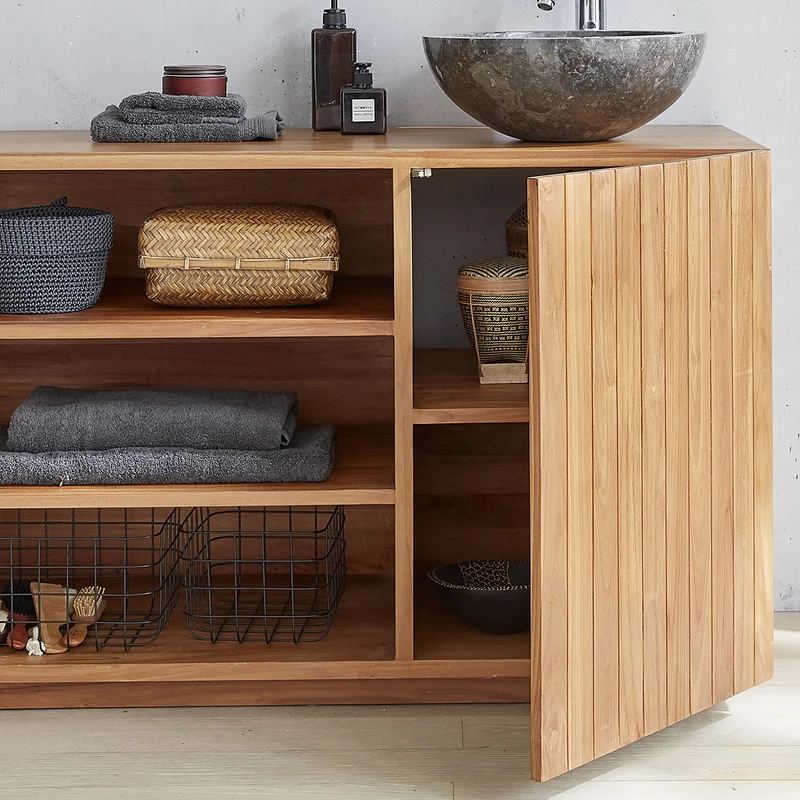 Meuble sous vasque en teck massif 120 cm