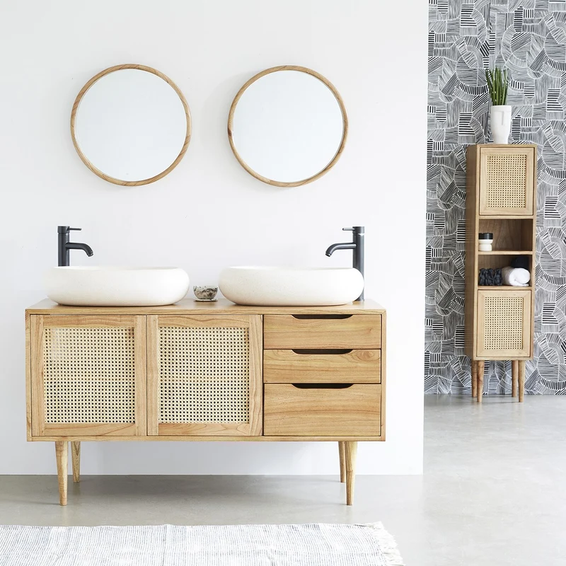 Miroir en mindi massif rond Ø50 cm
