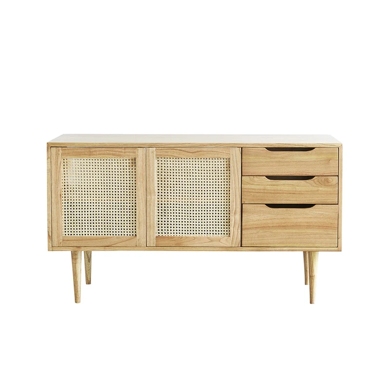 Meuble sous vasque en mindi massif et cannage 135 cm