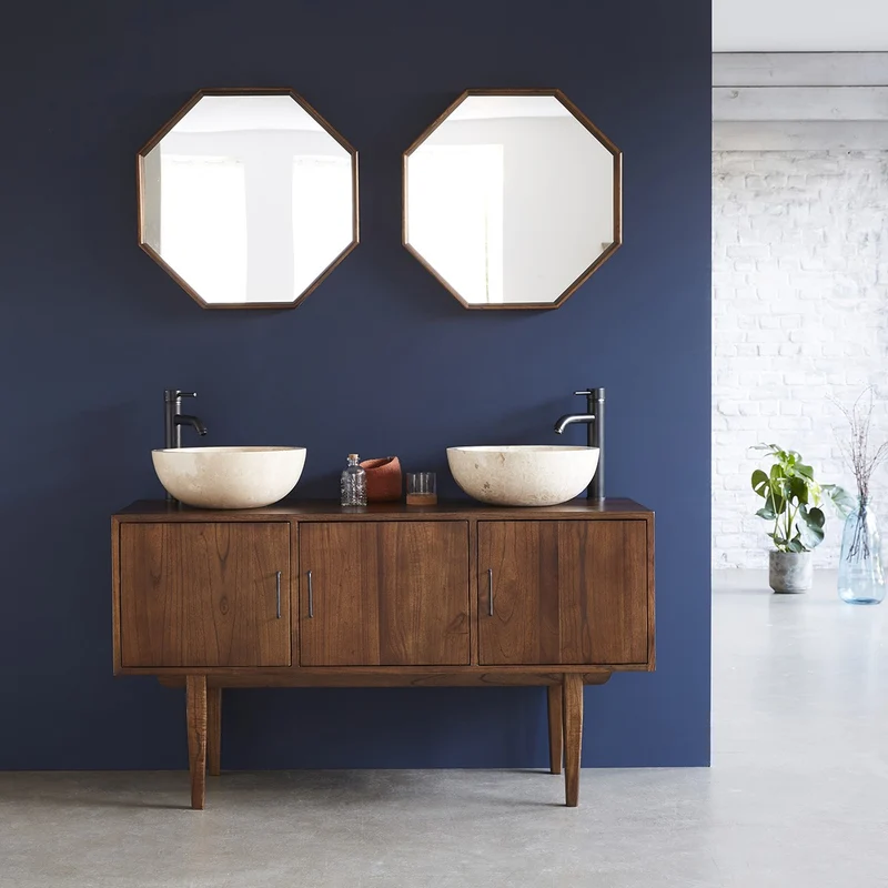 Miroir en mindi massif octogonal 60 cm