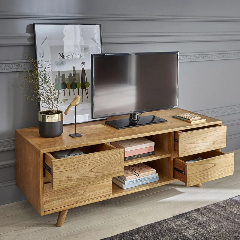 Meuble TV en mindi massif 140 cm
