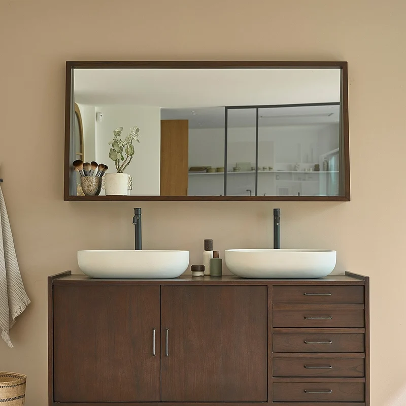 Miroir en mindi massif finition noyer 135x67 cm