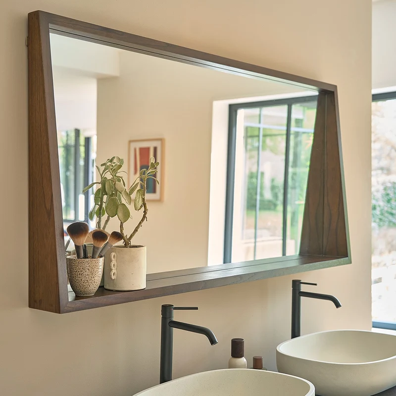 Miroir en mindi massif finition noyer 135x67 cm