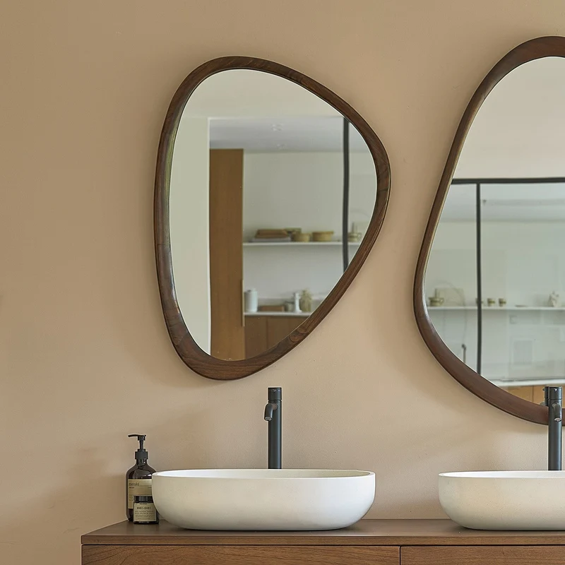 Miroir en mindi massif finition noyer 75x60 cm