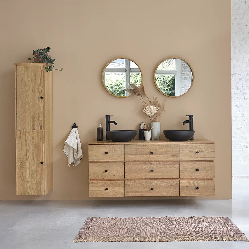 Miroir en chêne rond Ø 50 cm