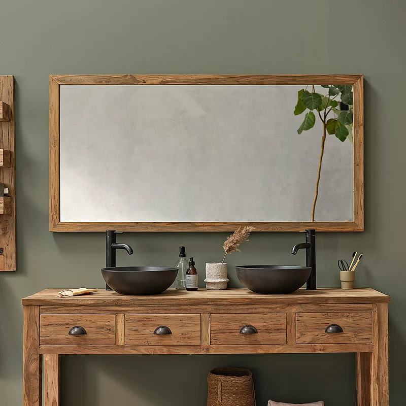 Miroir en teck massif recyclé rectangulaire 160x80 cm