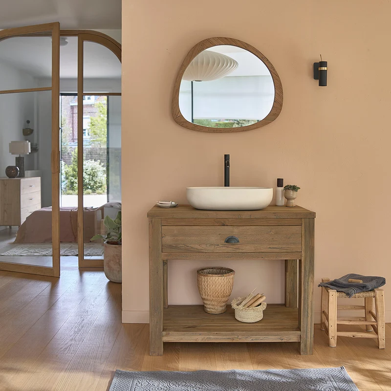 Miroir en teck massif recyclé 70 cm