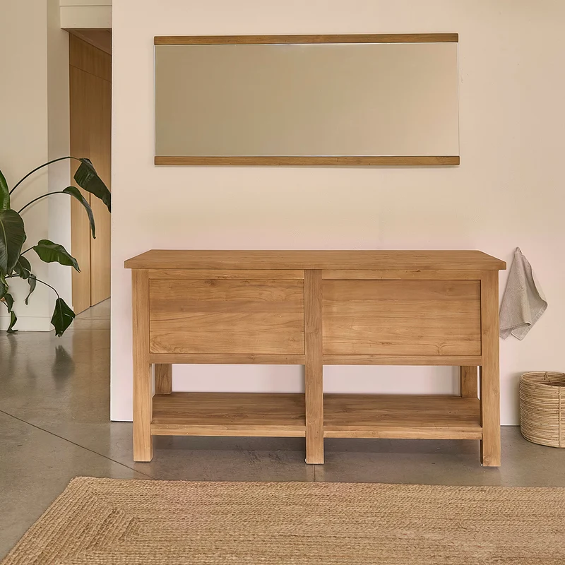 Meuble de salle de bain en teck massif 150 cm