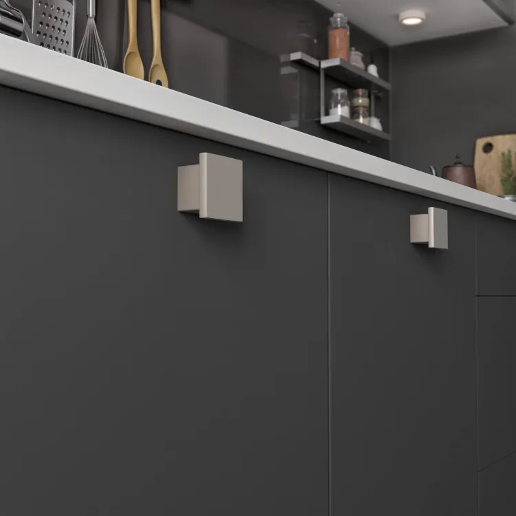 2 boutons de meuble Ithac, zamak gris / argent chromé