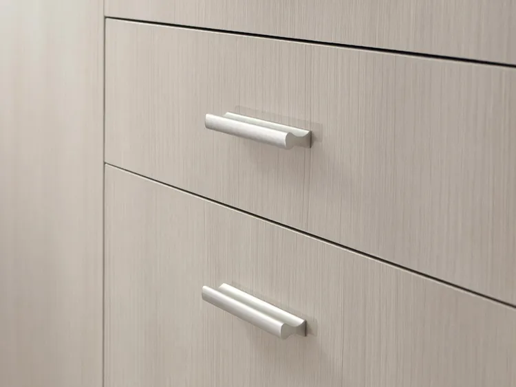 4 poignées de meuble Vague, aluminium argent anodisé, entraxe 96 mm