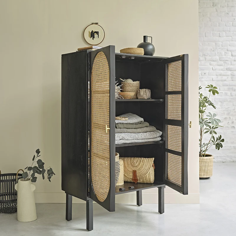 Armoire en manguier massif et cannage 90 cm