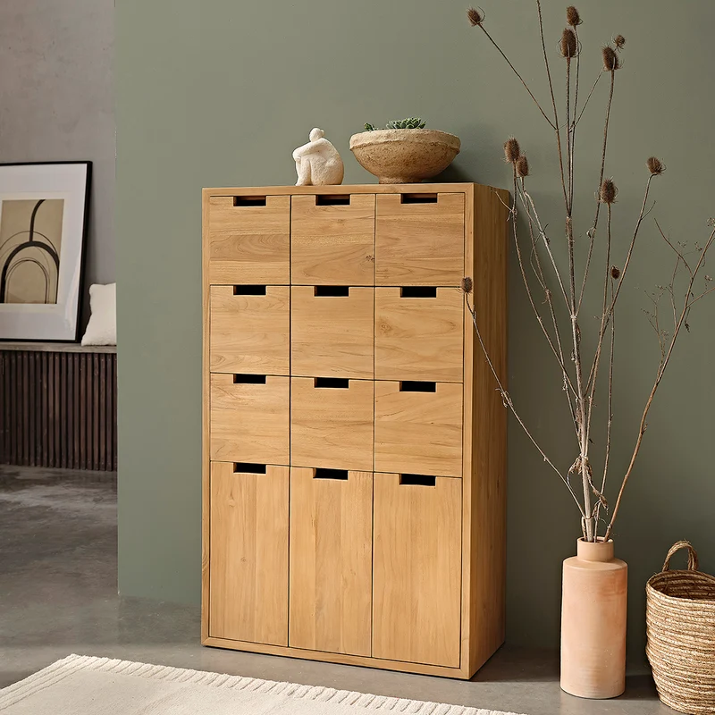 Armoire d'entrée en teck massif 80 cm