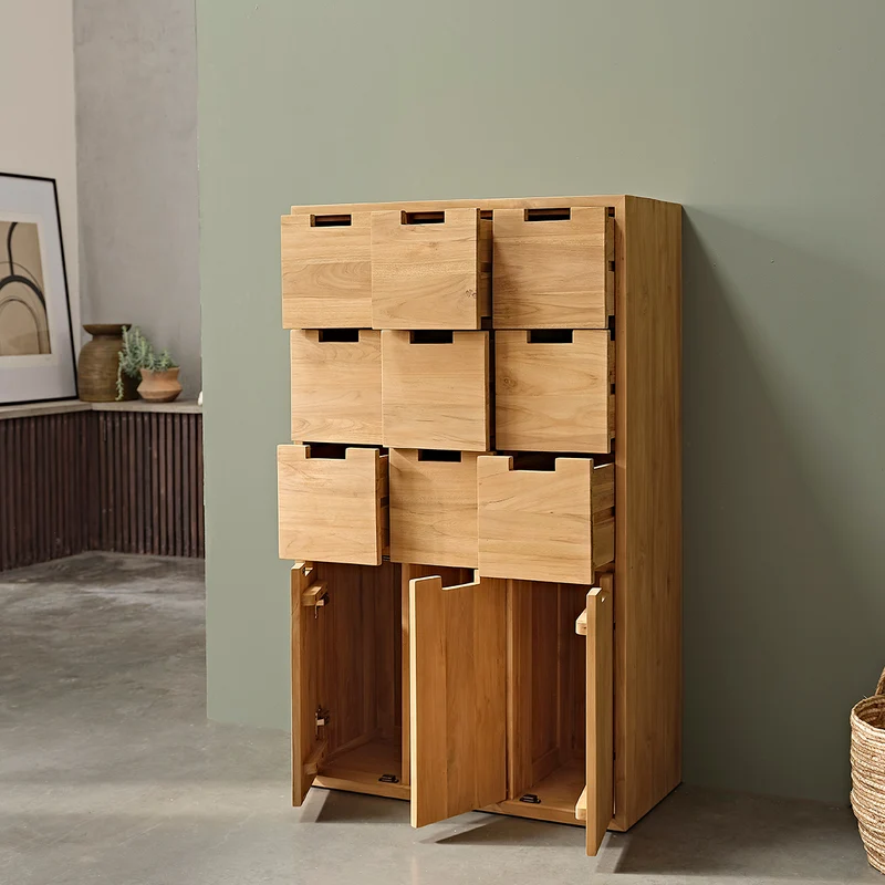 Armoire d'entrée en teck massif 80 cm
