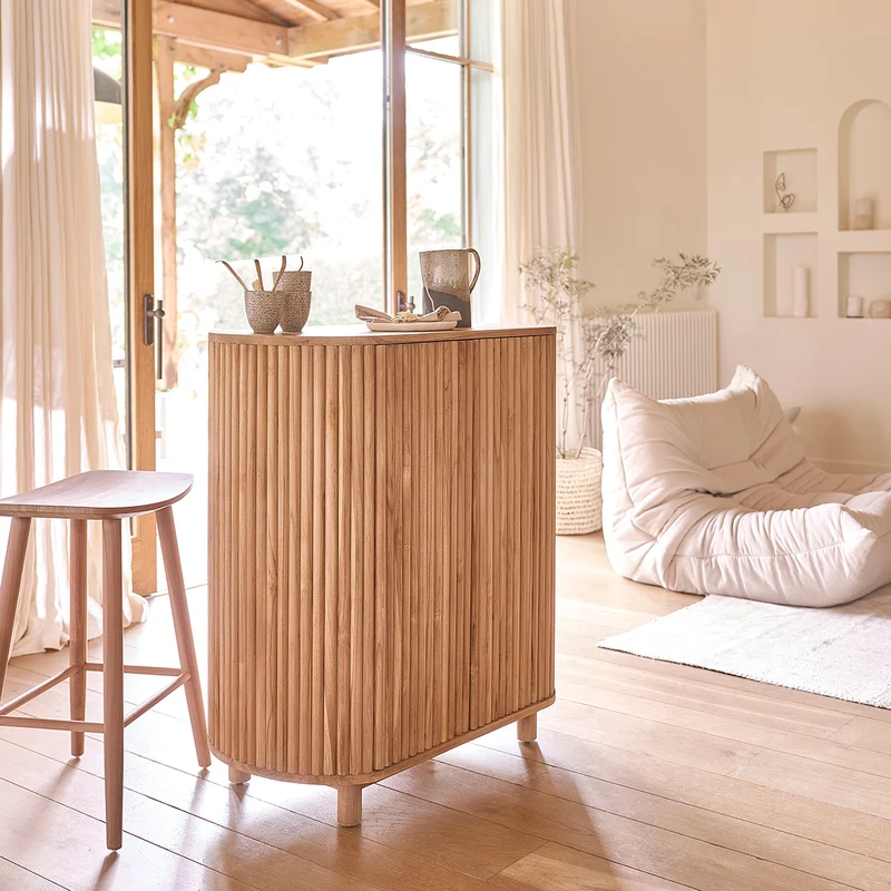 Meuble bar en teck massif 90 cm