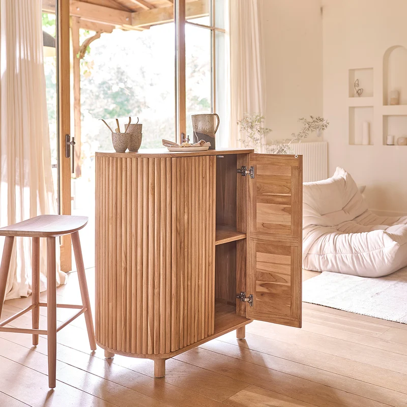 Meuble bar en teck massif 90 cm