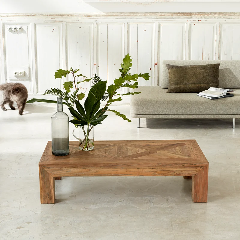 Table basse en teck massif recyclé 120 cm