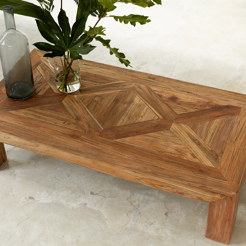 Table basse en teck massif recyclé 120 cm