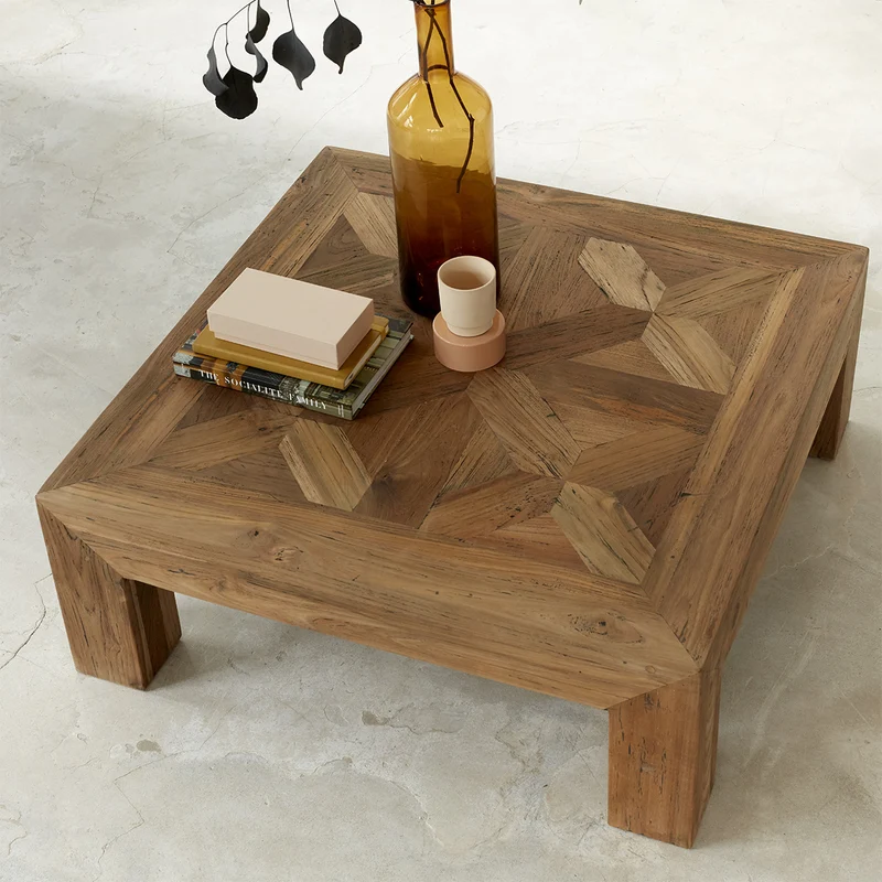 Table basse en teck massif recyclé 80 cm