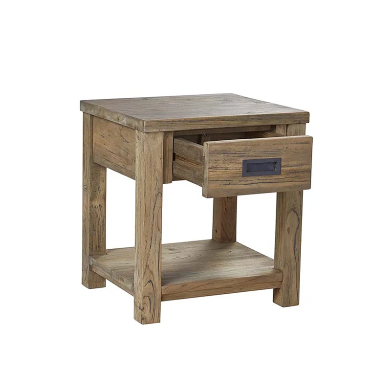 Table de chevet en teck massif recyclé 45 cm
