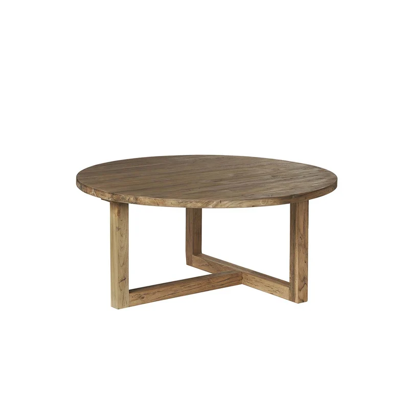 Table basse en teck massif recyclé Ø 100 cm