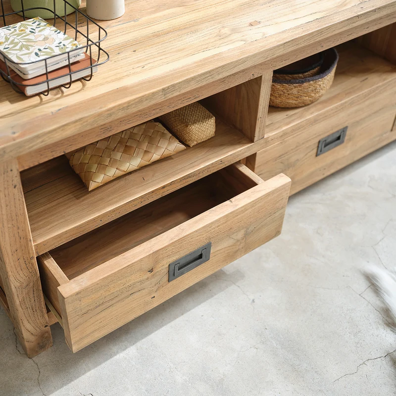 Meuble TV en teck massif recyclé 160 cm