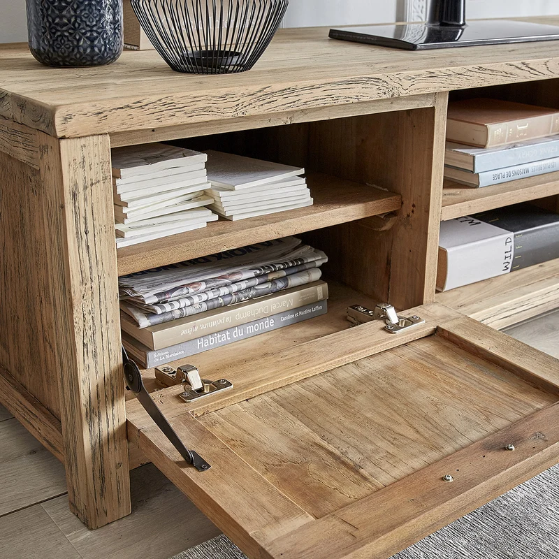 Meuble TV en teck massif recyclé 160 cm