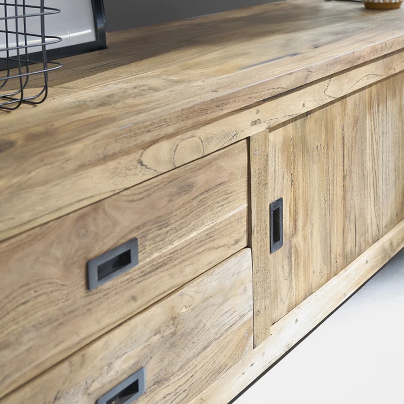 Meuble TV en teck massif recyclé 180 cm