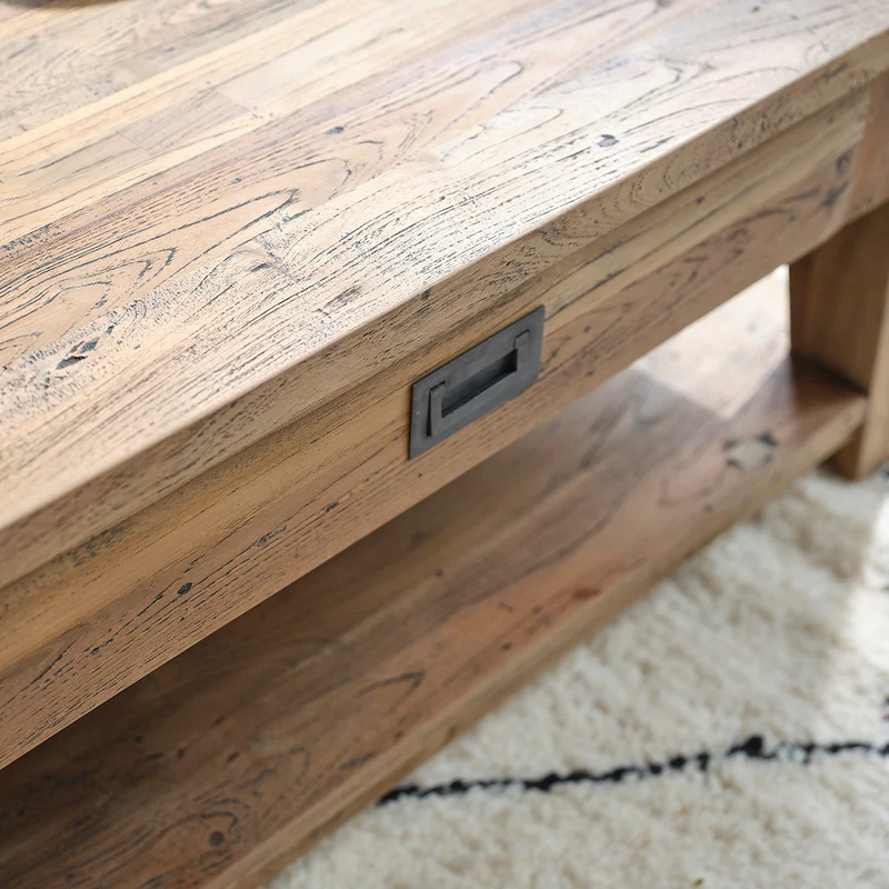 Table basse en teck massif recyclé 100 cm