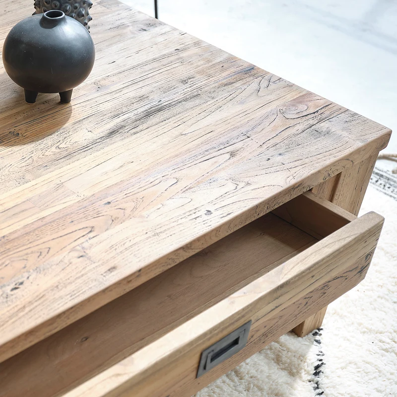 Table basse en teck massif recyclé 100 cm