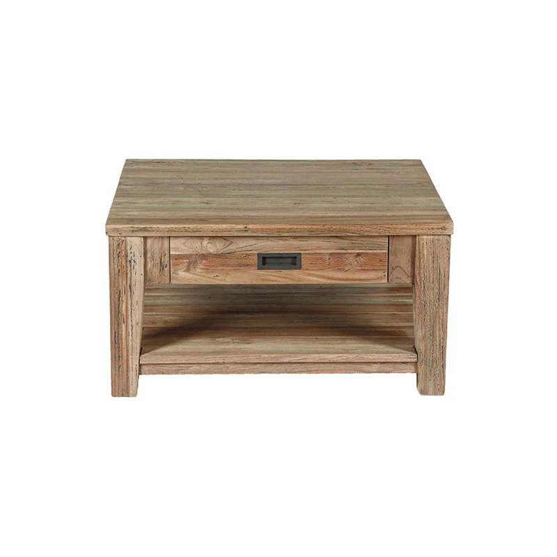 Table basse en teck massif recyclé 80 cm