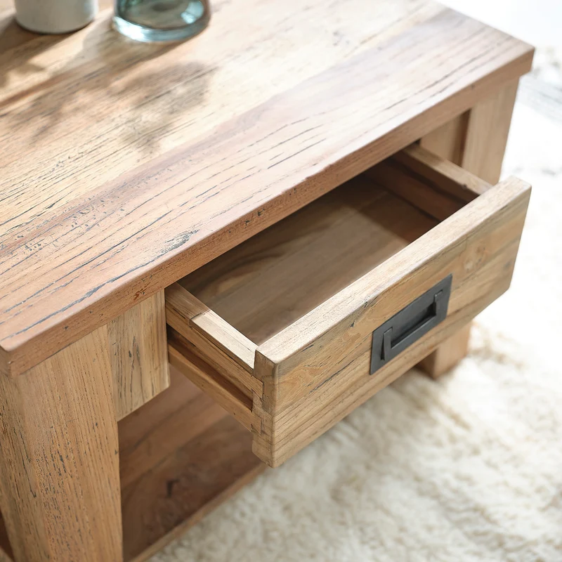 Table basse en teck massif recyclé 60 cm