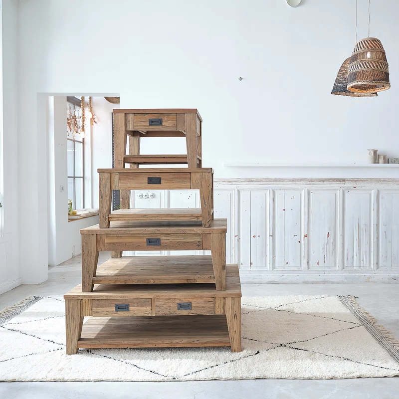 Table basse en teck massif recyclé 60 cm