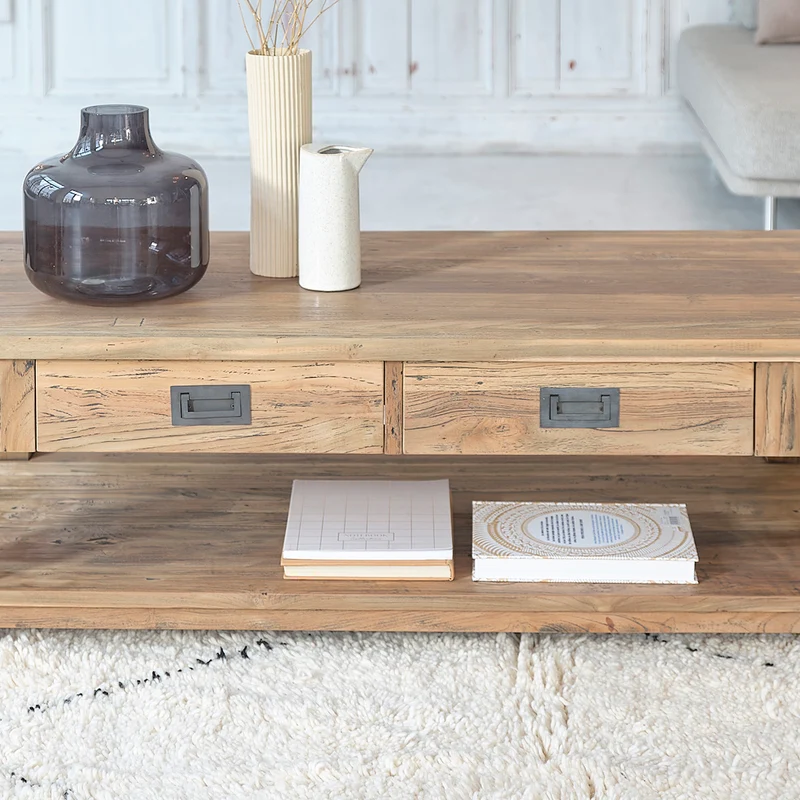 Table basse en teck massif recyclé 120 cm