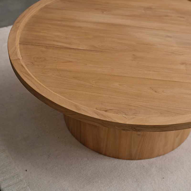 Table basse ronde en teck massif Ø 100 cm