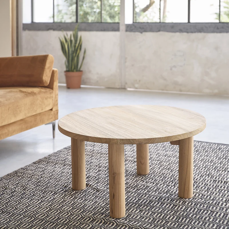 Table basse en teck massif Ø 80 cm