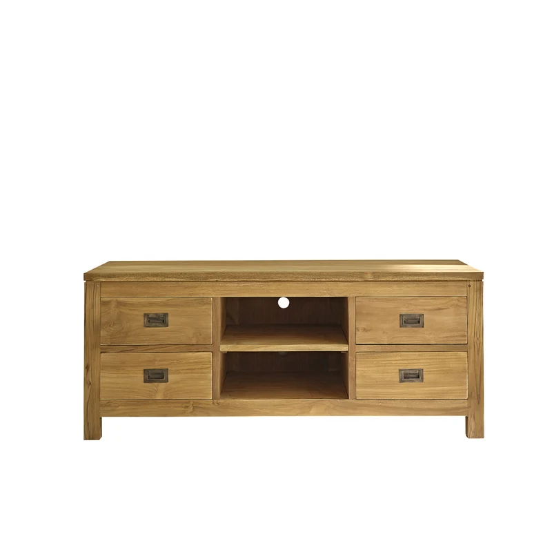 Meuble TV en teck massif 120 cm