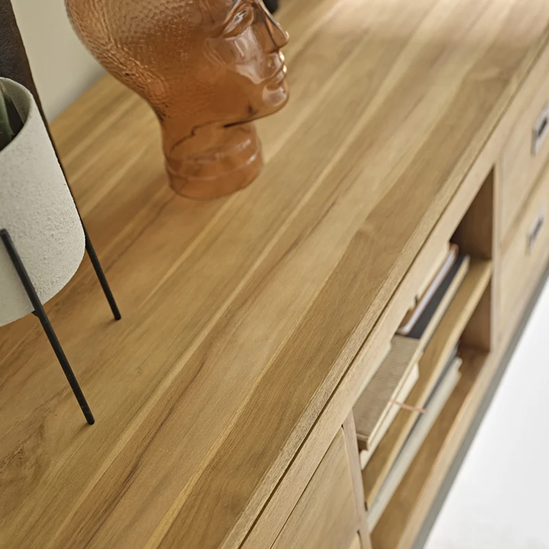 Meuble TV en teck massif 120 cm