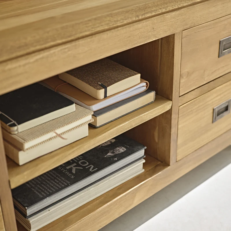 Meuble TV en teck massif 120 cm
