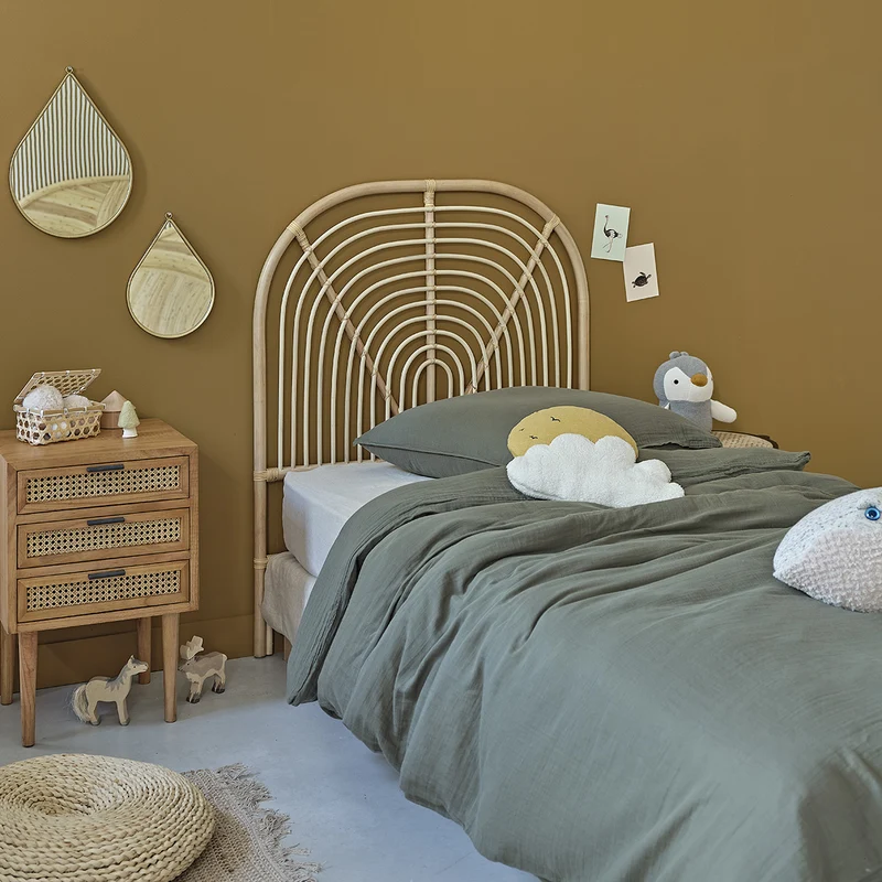 Tête de lit enfant arrondie en rotin 90 cm