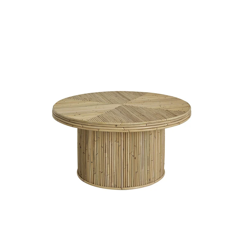 Table basse en canne de rotin Ø 80 cm
