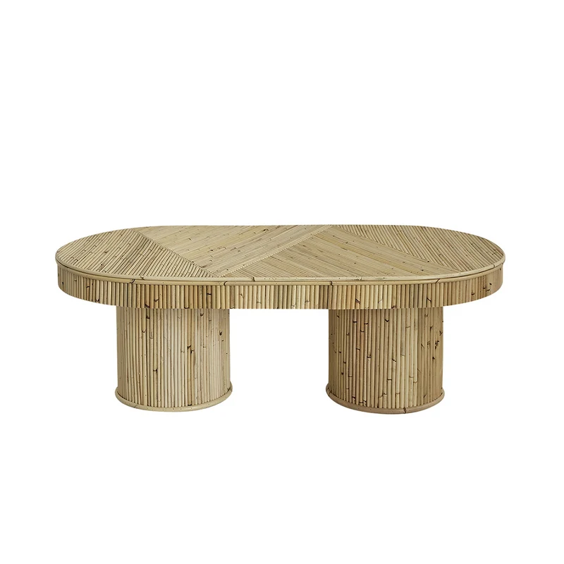 Table basse en canne de rotin 120 cm