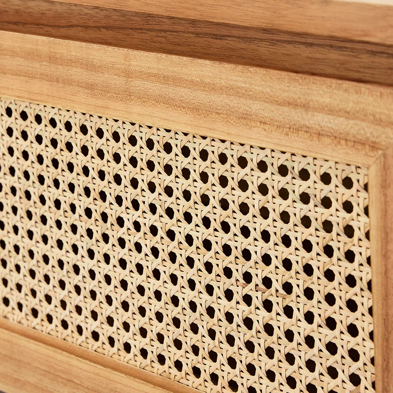 Table basse en mindi massif et cannage 110 cm