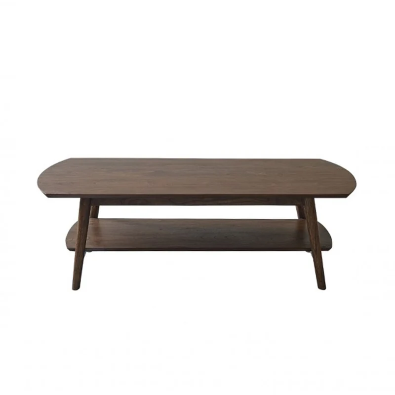 Table basse en mindi massif finition noyer 130 cm