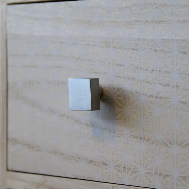 Bouton de meuble carré Carré, inox argent brossé, l.25 mm