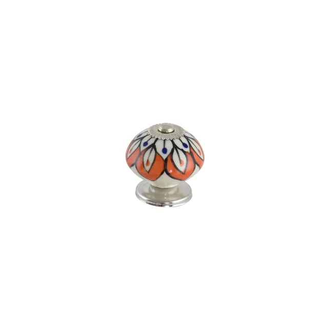 Bouton de meuble rond, céramique multicouleur, Diam.46 mm