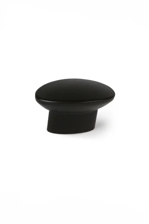 4 boutons de meuble ovales, zamak noir verni L.40 mm
