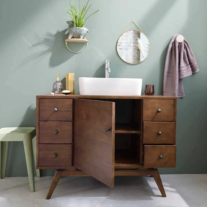 Meuble de salle de bain en mindi massif 100 cm