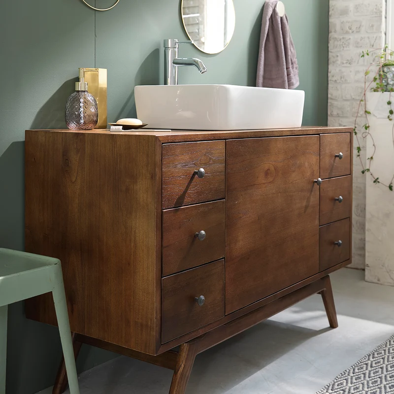 Meuble de salle de bain en mindi massif 100 cm